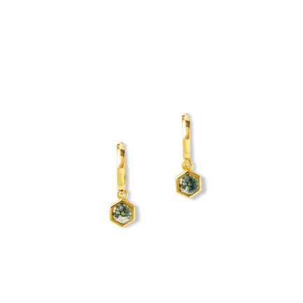 Hexagon Dangle Hoop Earring